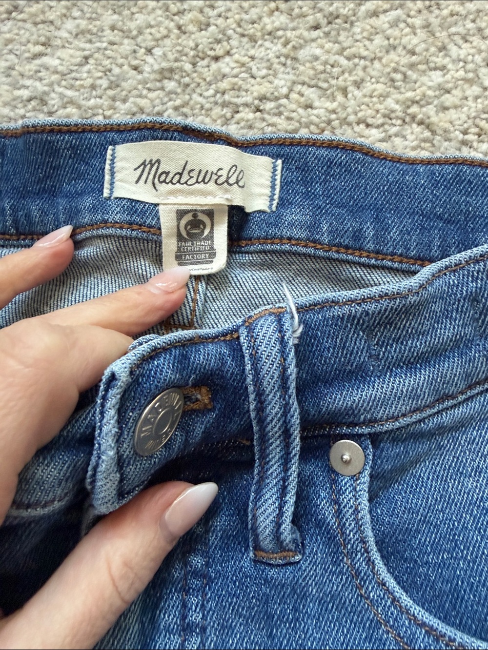 Madewell Blue High-Rise Flare Jeans with Frayed Hem - Picture 2 of 6